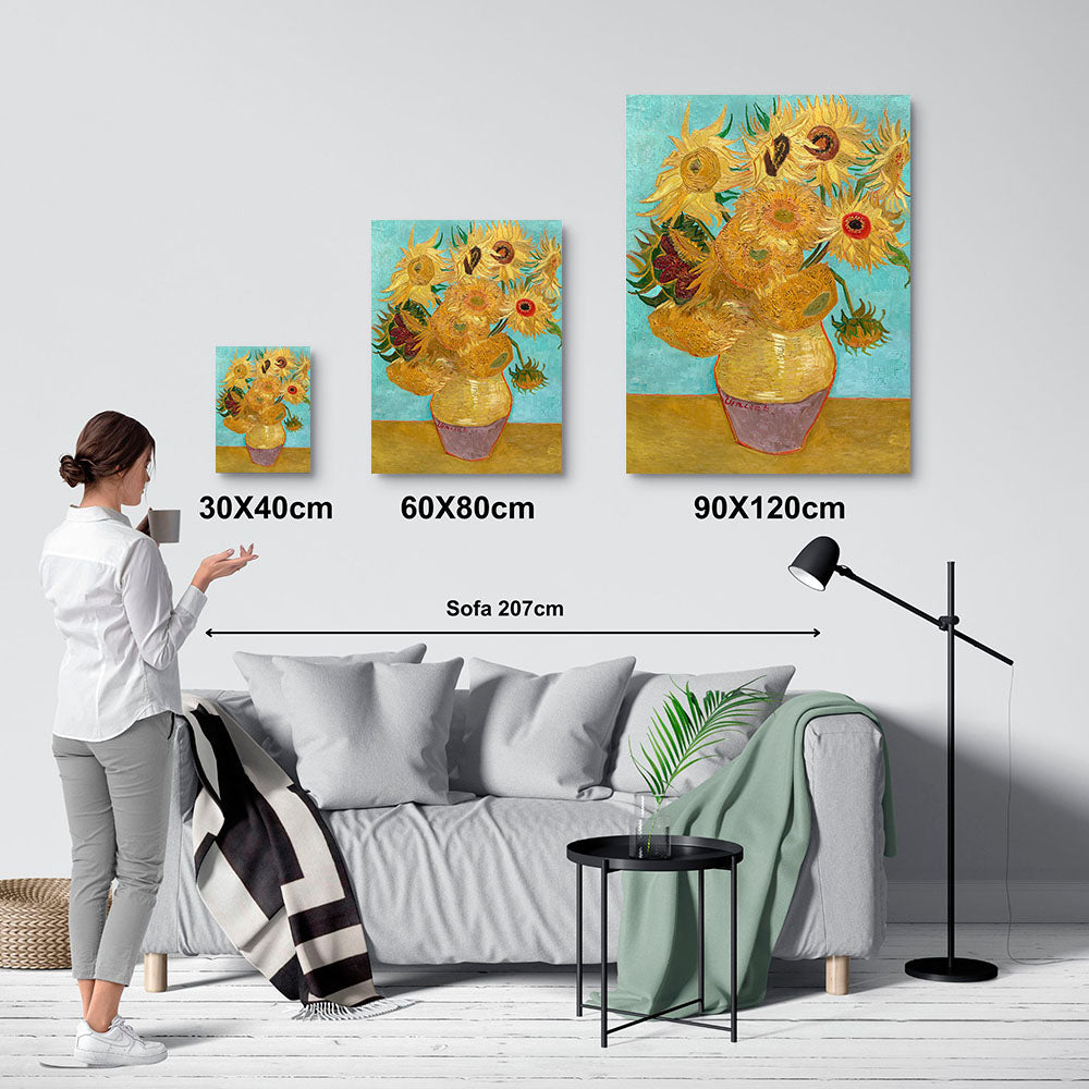 Florero con Doce Girasoles